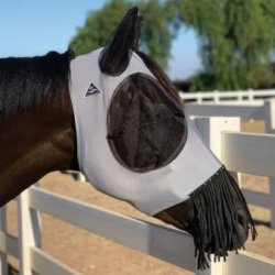Comfort Fit Deluxe Flymask, Charcoal, mit Fransen